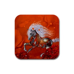 Steampunk, Wonderful Wild Steampunk Horse Rubber Square Coaster (4 Pack)  by FantasyWorld7