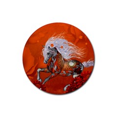 Steampunk, Wonderful Wild Steampunk Horse Rubber Coaster (round)  by FantasyWorld7