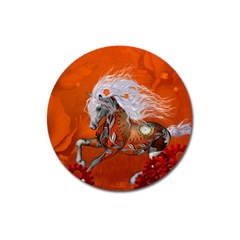 Steampunk, Wonderful Wild Steampunk Horse Magnet 3  (round) by FantasyWorld7