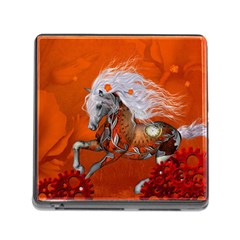 Steampunk, Wonderful Wild Steampunk Horse Memory Card Reader (square) by FantasyWorld7