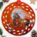 Steampunk, Wonderful Wild Steampunk Horse Ornament (Round Filigree) Front