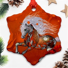 Steampunk, Wonderful Wild Steampunk Horse Snowflake Ornament (two Sides) by FantasyWorld7