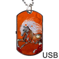 Steampunk, Wonderful Wild Steampunk Horse Dog Tag Usb Flash (two Sides) by FantasyWorld7