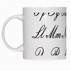 Alphabet Embassy Font White Mugs by Mariart