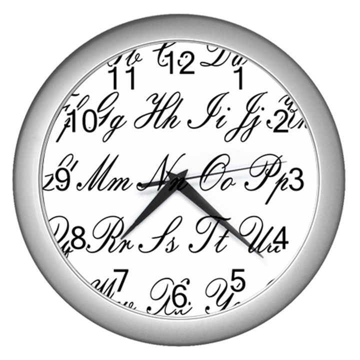 Alphabet Embassy Font Wall Clocks (Silver) 