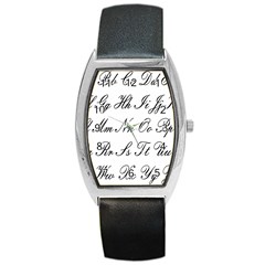 Alphabet Embassy Font Barrel Style Metal Watch