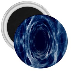 Worm Hole Line Space Blue 3  Magnets