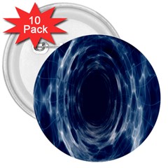 Worm Hole Line Space Blue 3  Buttons (10 Pack) 