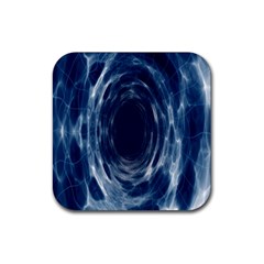 Worm Hole Line Space Blue Rubber Coaster (square) 