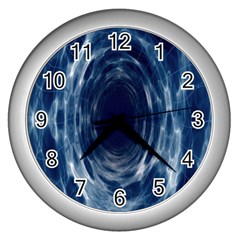 Worm Hole Line Space Blue Wall Clocks (silver)  by Mariart