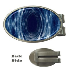 Worm Hole Line Space Blue Money Clips (oval) 