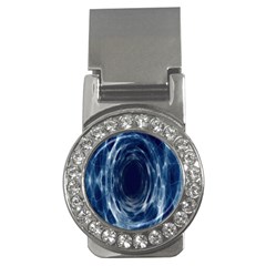 Worm Hole Line Space Blue Money Clips (cz)  by Mariart