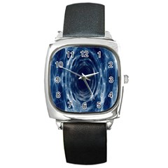 Worm Hole Line Space Blue Square Metal Watch by Mariart