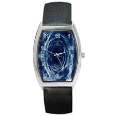 Worm Hole Line Space Blue Barrel Style Metal Watch