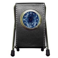 Worm Hole Line Space Blue Pen Holder Desk Clocks by Mariart