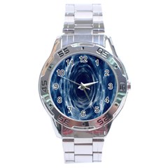 Worm Hole Line Space Blue Stainless Steel Analogue Watch