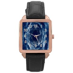 Worm Hole Line Space Blue Rose Gold Leather Watch  by Mariart