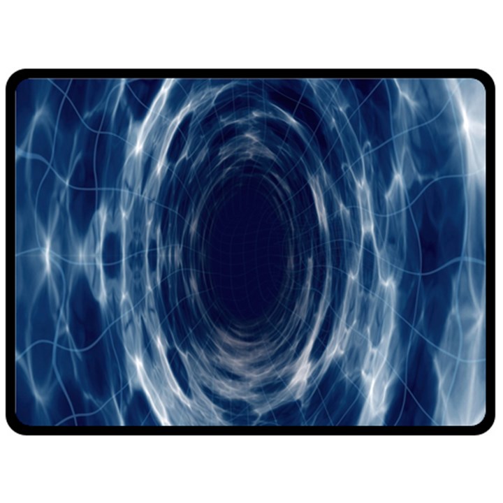 Worm Hole Line Space Blue Double Sided Fleece Blanket (Large) 