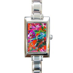 Aloha Hawaiian Flower Floral Sexy Summer Orange Rectangle Italian Charm Watch by Mariart