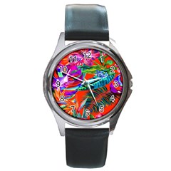 Aloha Hawaiian Flower Floral Sexy Summer Orange Round Metal Watch by Mariart