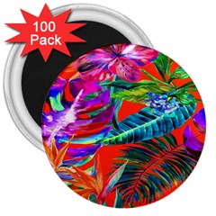 Aloha Hawaiian Flower Floral Sexy Summer Orange 3  Magnets (100 Pack) by Mariart