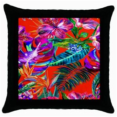 Aloha Hawaiian Flower Floral Sexy Summer Orange Throw Pillow Case (black) by Mariart