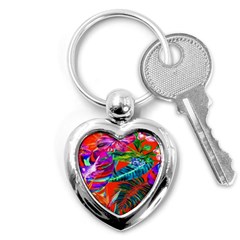 Aloha Hawaiian Flower Floral Sexy Summer Orange Key Chains (heart) 