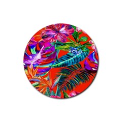 Aloha Hawaiian Flower Floral Sexy Summer Orange Rubber Round Coaster (4 Pack) 