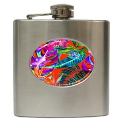 Aloha Hawaiian Flower Floral Sexy Summer Orange Hip Flask (6 Oz) by Mariart