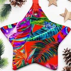 Aloha Hawaiian Flower Floral Sexy Summer Orange Star Ornament (two Sides)