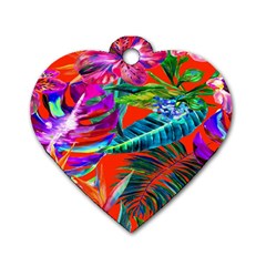 Aloha Hawaiian Flower Floral Sexy Summer Orange Dog Tag Heart (one Side) by Mariart