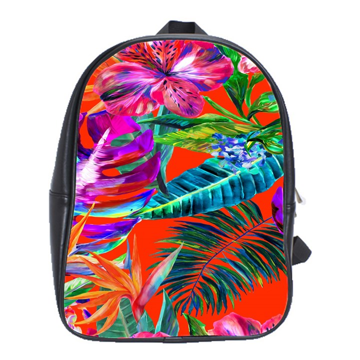 Aloha Hawaiian Flower Floral Sexy Summer Orange School Bag (Large)