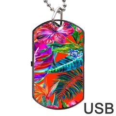 Aloha Hawaiian Flower Floral Sexy Summer Orange Dog Tag Usb Flash (one Side) by Mariart