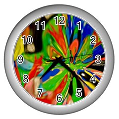 Acrobat Wormhole Transmitter Monument Socialist Reality Rainbow Wall Clocks (silver)  by Mariart