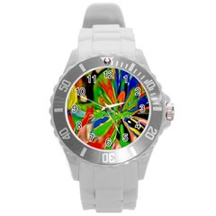 Acrobat Wormhole Transmitter Monument Socialist Reality Rainbow Round Plastic Sport Watch (l) by Mariart