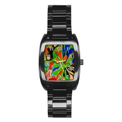 Acrobat Wormhole Transmitter Monument Socialist Reality Rainbow Stainless Steel Barrel Watch by Mariart