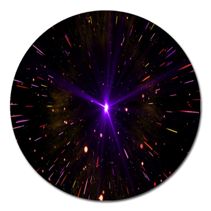 Animation Plasma Ball Going Hot Explode Bigbang Supernova Stars Shining Light Space Universe Zooming Magnet 5  (Round)