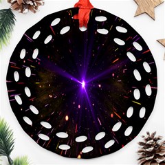 Animation Plasma Ball Going Hot Explode Bigbang Supernova Stars Shining Light Space Universe Zooming Round Filigree Ornament (two Sides) by Mariart