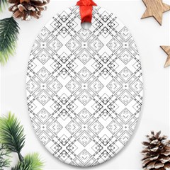 Background Pattern Diagonal Plaid Black Line Ornament (oval) by Mariart