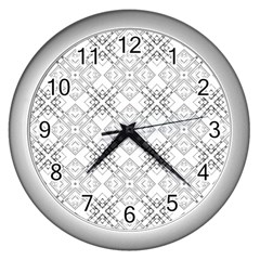 Background Pattern Diagonal Plaid Black Line Wall Clocks (silver)  by Mariart