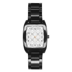 Background Pattern Diagonal Plaid Black Line Stainless Steel Barrel Watch