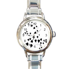 Black Leaf Round Italian Charm Watch