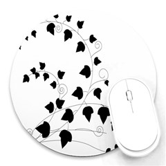 Black Leaf Round Mousepads