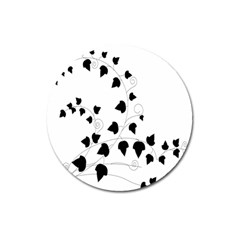 Black Leaf Magnet 3  (round) by Mariart