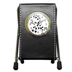 Black Leaf Pen Holder Desk Clocks by Mariart