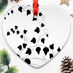 Black Leaf Heart Ornament (two Sides)