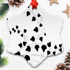 Black Leaf Snowflake Ornament (two Sides) by Mariart