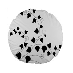 Black Leaf Standard 15  Premium Round Cushions