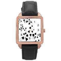 Black Leaf Rose Gold Leather Watch 