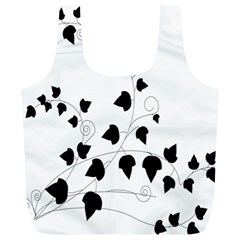 Black Leaf Full Print Recycle Bags (l)  by Mariart